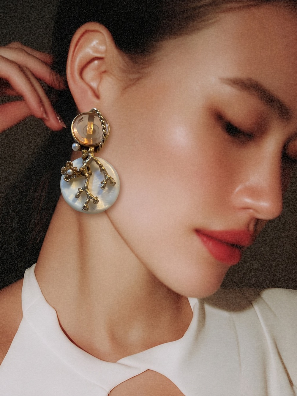 Gold and Pearl Drop Earrings - Elegant Women Jewelry